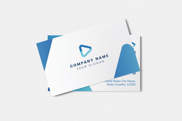 蓝色设计风格企业名片设计模板下载 Professional Blue Business Card Template插图(1)