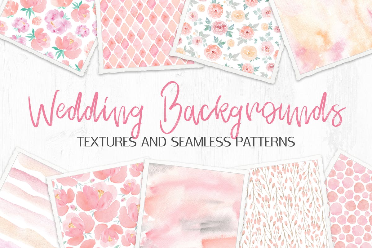 适用于婚礼设计的花卉纹理&图案背景素材合集 Wedding Backgrounds: Textures and Patterns插图