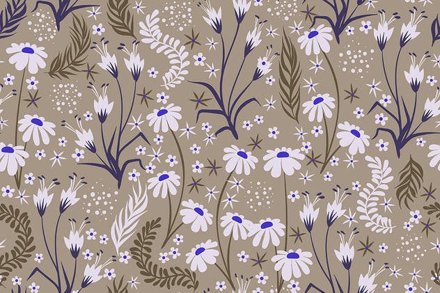 洋甘菊花卉无缝图案背景素材 Seamless Patterns Floral Chamomile Backgrounds插图(9)
