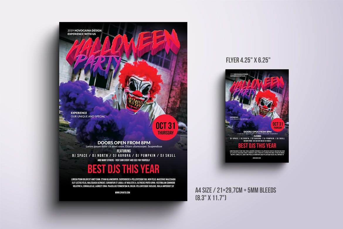 大型万圣节音乐节活动海报传单设计模板v2 Halloween Party Poster & Flyer v2插图(1)