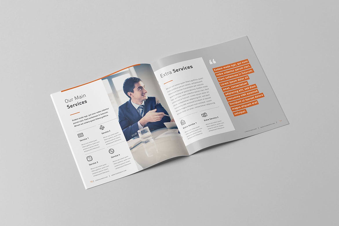 市场调研公司方形宣传画册设计模板 Valencia Brochure – Square插图(5)