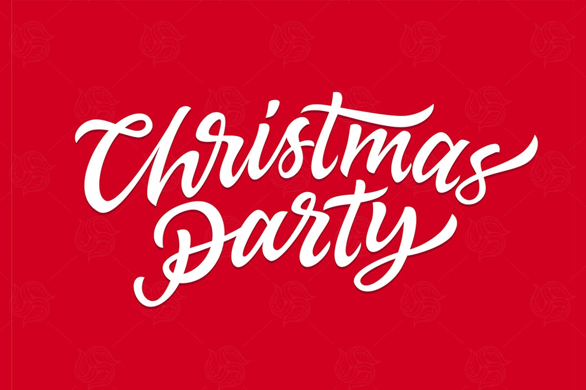 圣诞节快乐英文手绘字体矢量图形 Christmas Party – vector hand drawn lettering插图