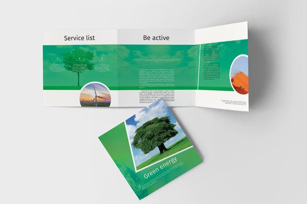 绿色能源新能源项目介绍三折页传单模板 Green Energy Trifold Brochure插图(1)