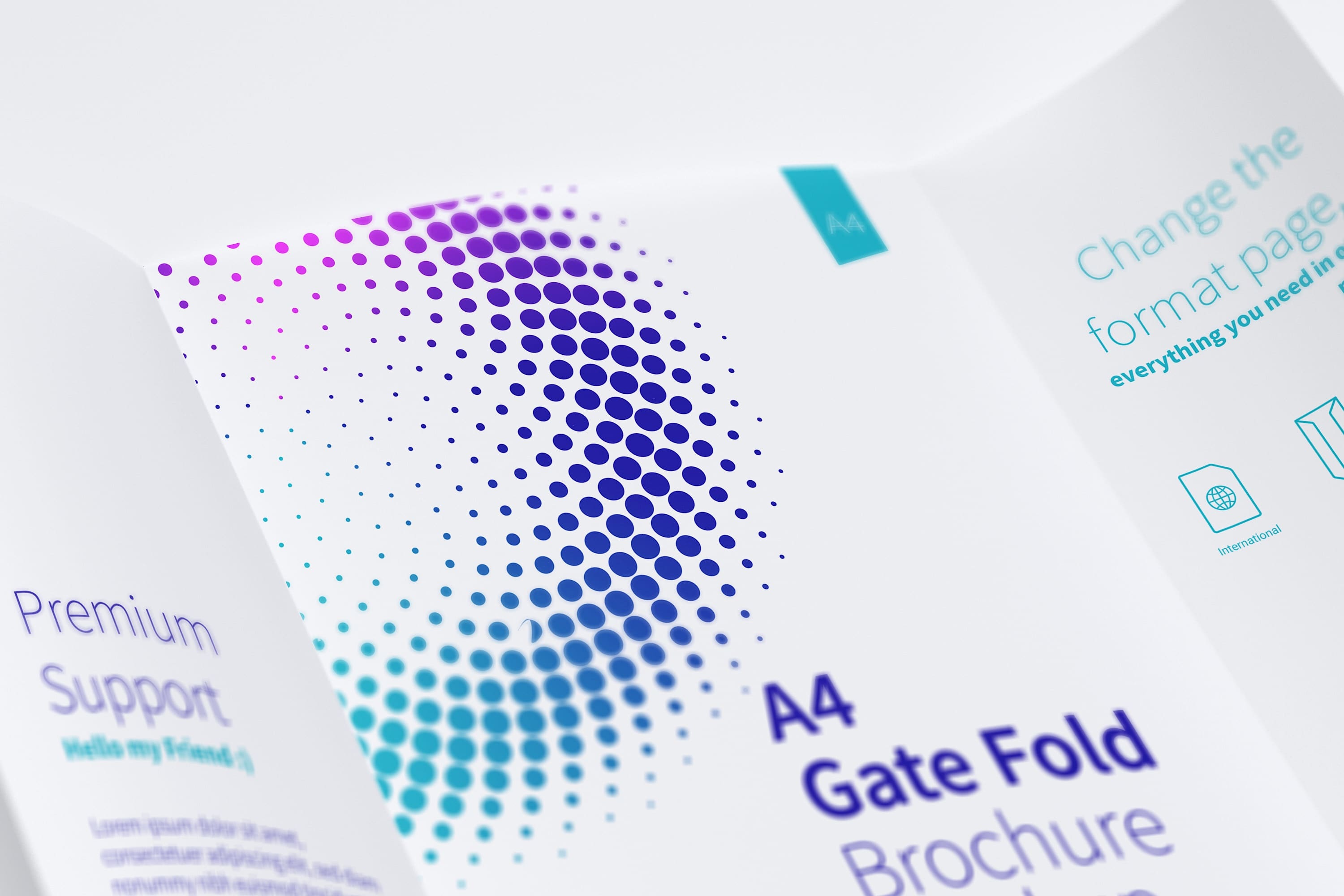 A4大小对折折叠企业宣传单设计效果图样机04 A4 Gate Fold Brochure Mockup 04插图(1)