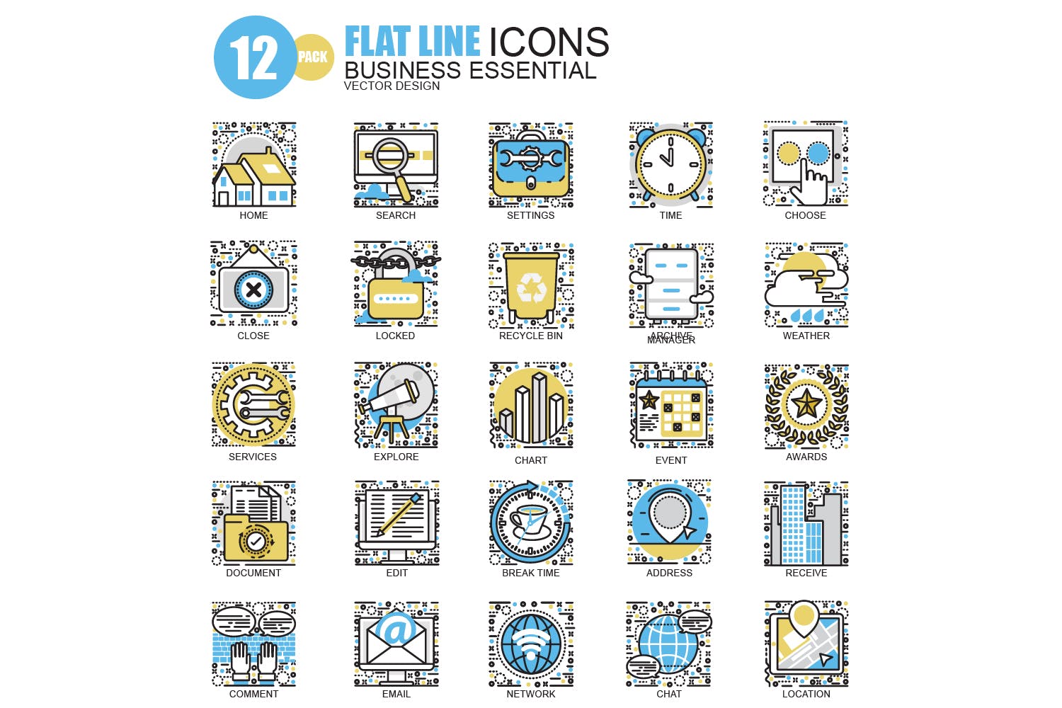 150枚概念主题扁平设计风格矢量线性图标 Line icons插图(6)