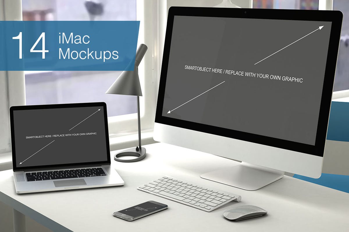 Apple智能产品设备样机套装 Computer Mockup – 14 Poses插图