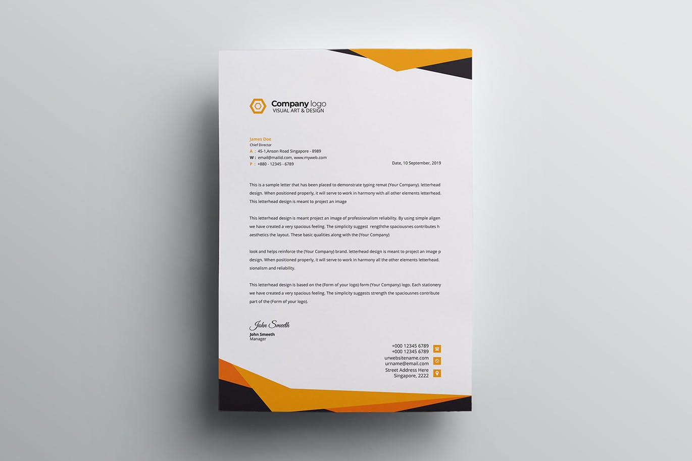 信息科技企业信封设计模板v4 Letterhead插图(2)