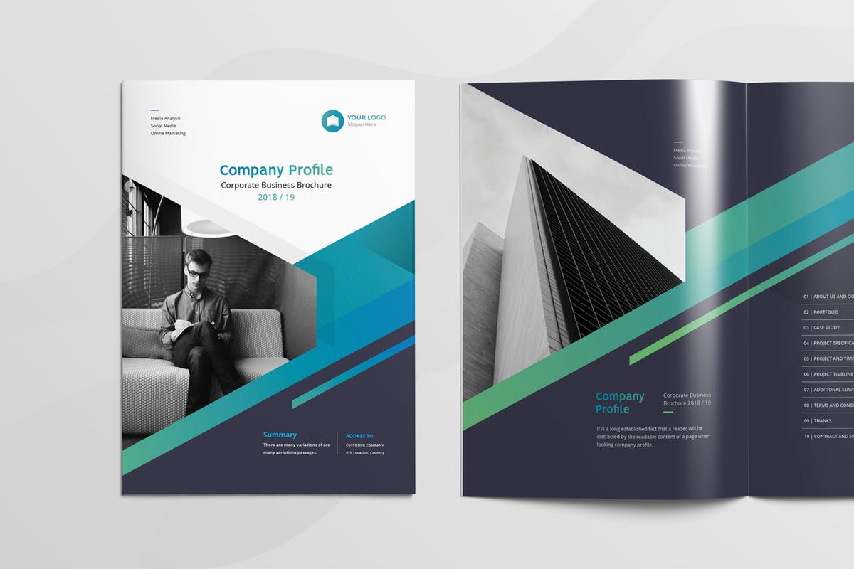 简约现代多用途宣传画册设计模板 Clean & Modern Multipurpose Brochure插图