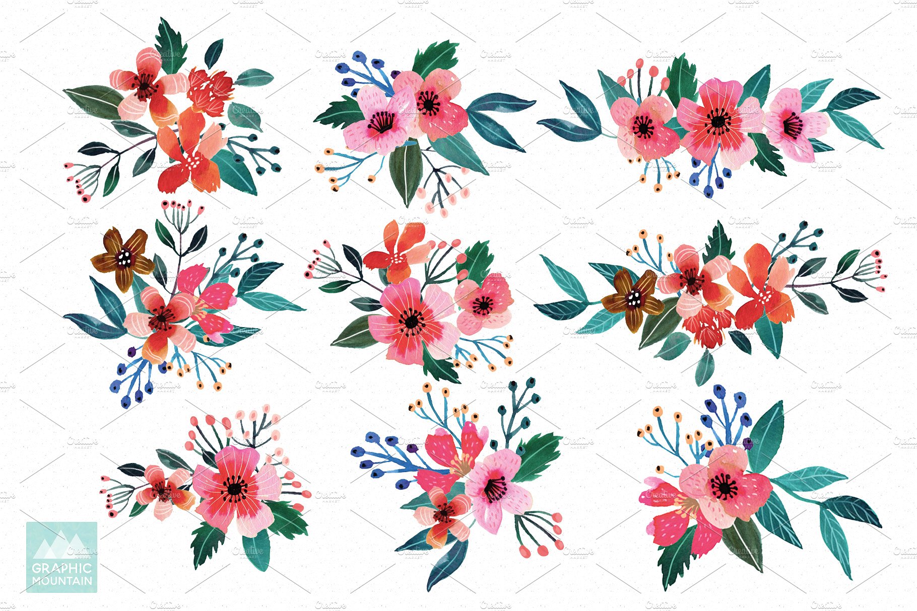 艳丽野花水彩插画集 Wildflowers Watercolor Collection插图(3)