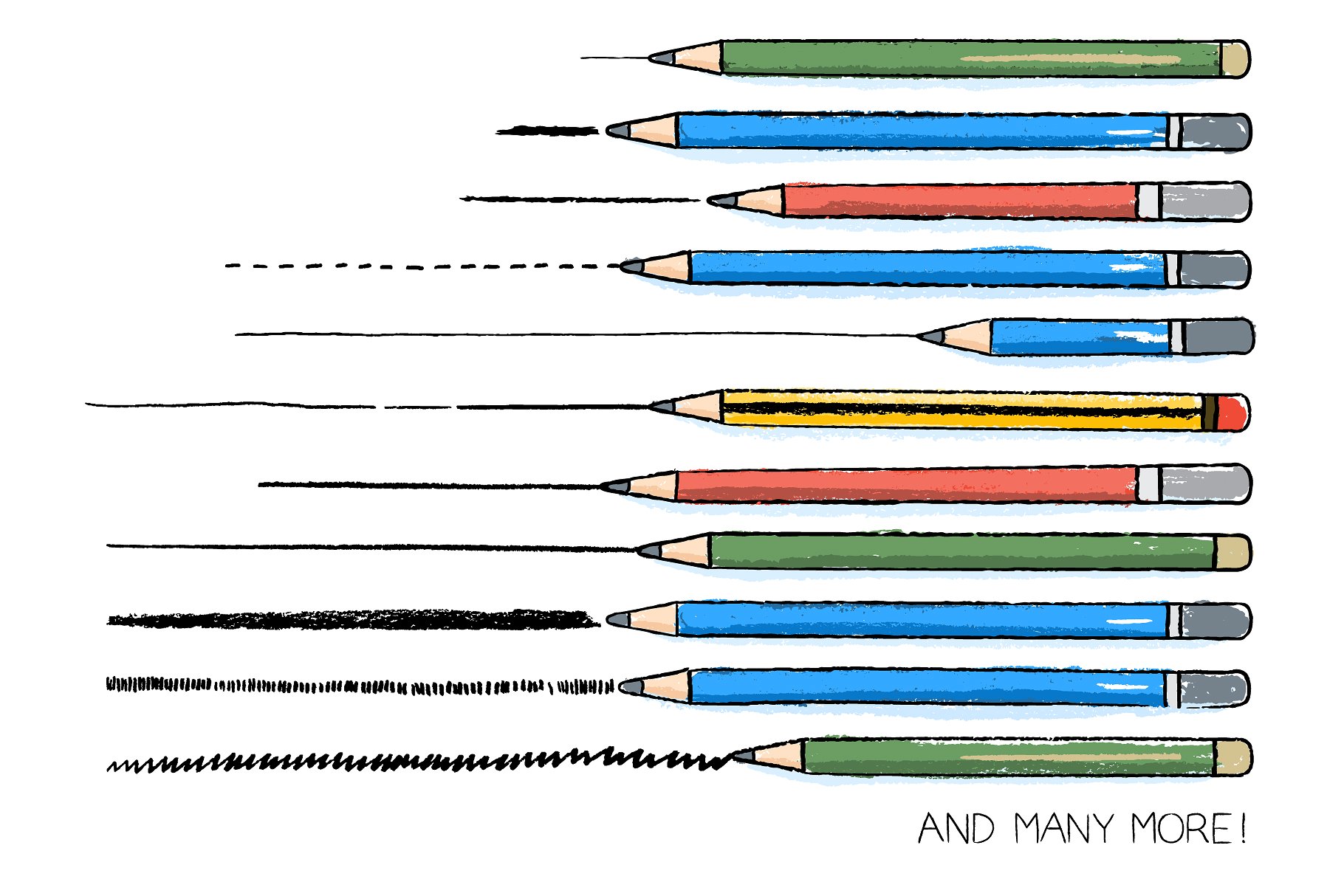 手绘艺术设计师铅笔AI笔刷 Hand-drawn pencil AI brushes插图(2)
