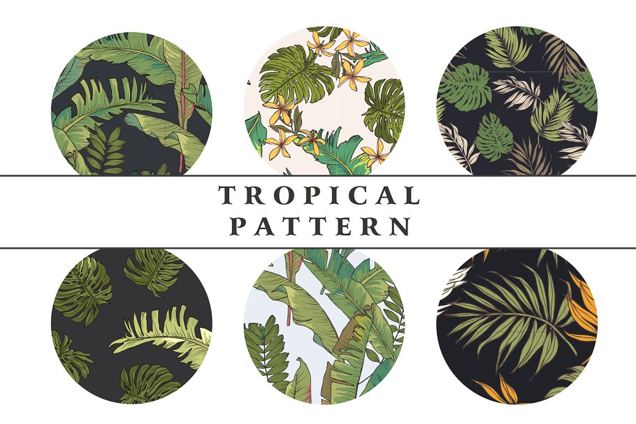 热带植物棕榈树矢量无缝图案Palm Tree Leaves插图(3)