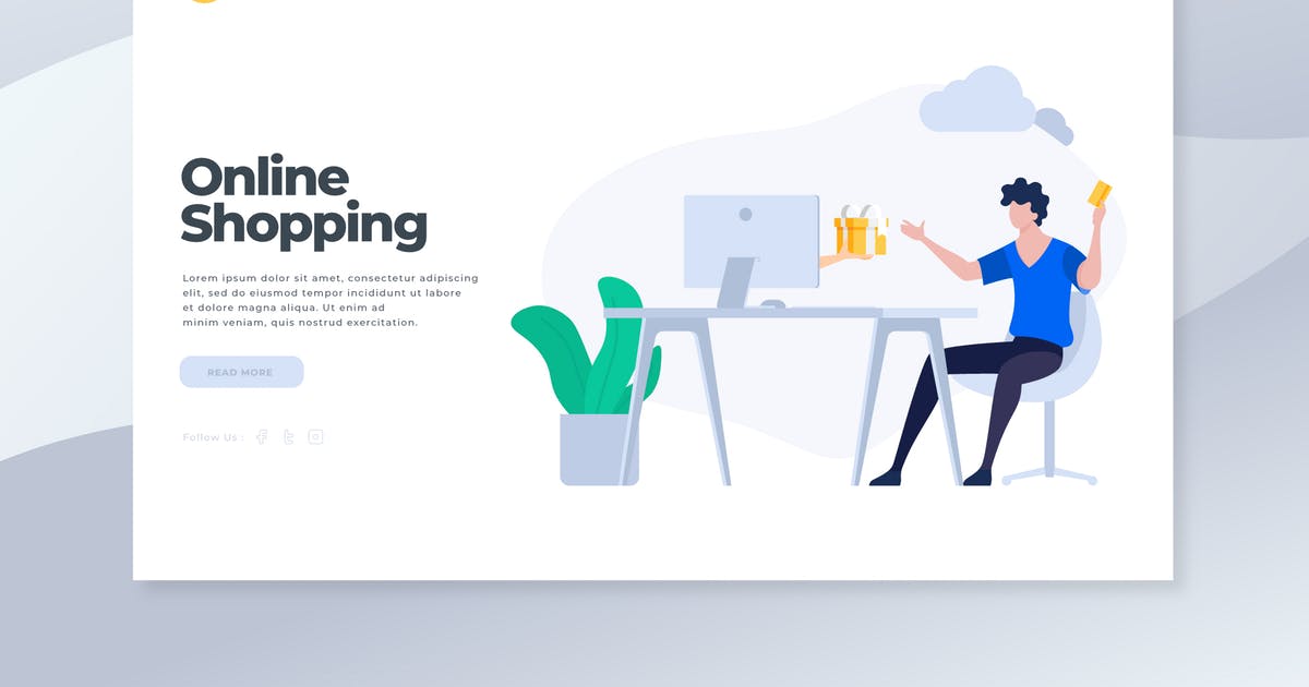 网上购物概念插画网站着陆页设计模板 Online Shopping – Landing Page插图