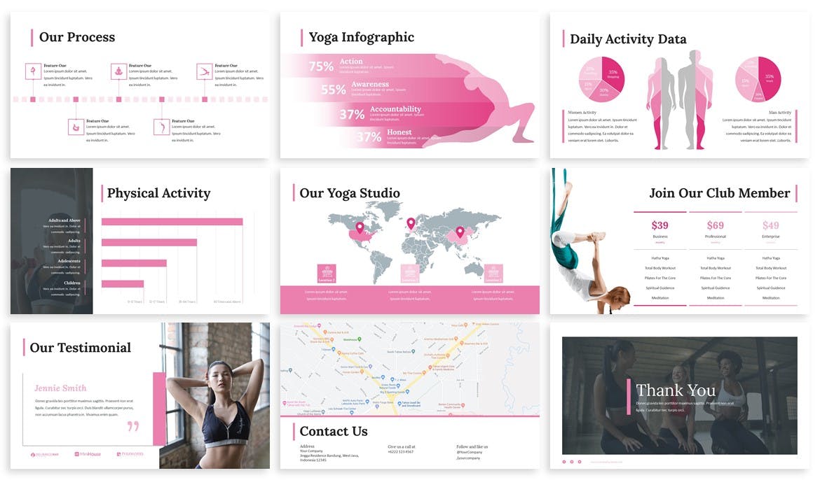 瑜伽培训课程/瑜伽培训机构简介谷歌幻灯片设计模板 Yokha – Yoga Google Slides Template插图(3)