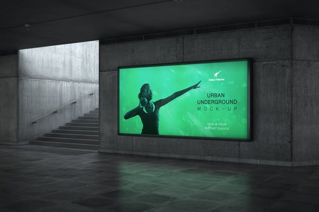 城市地下通道地铁灯箱/广告牌样机 Urban Underground Lightbox / Billboard Mock-Ups插图(8)