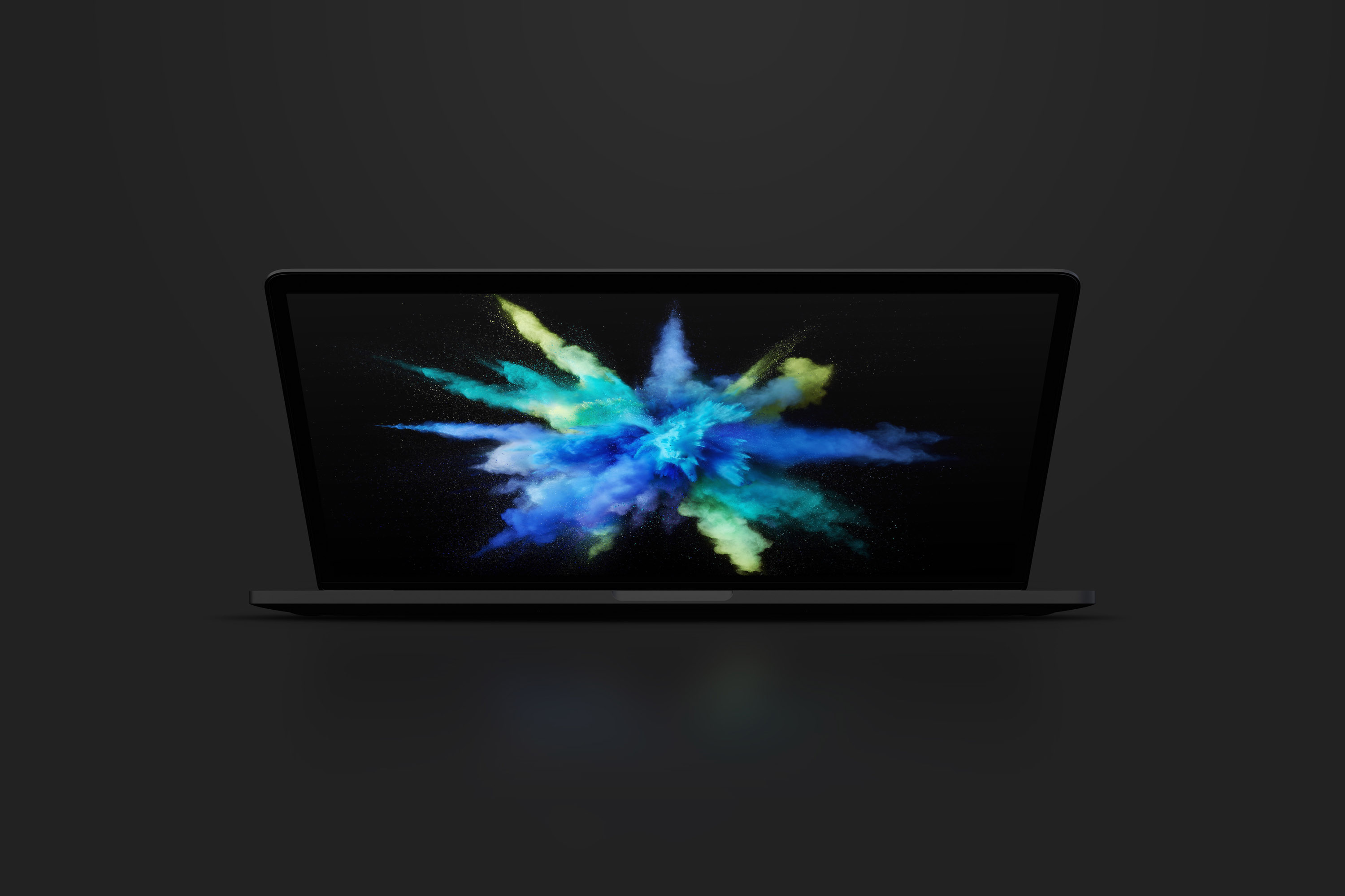 15寸MacBook Pro笔记本半合状态前视图样机02 Clay MacBook Pro 15" with Touch Bar, Front View Mockup 02插图(4)