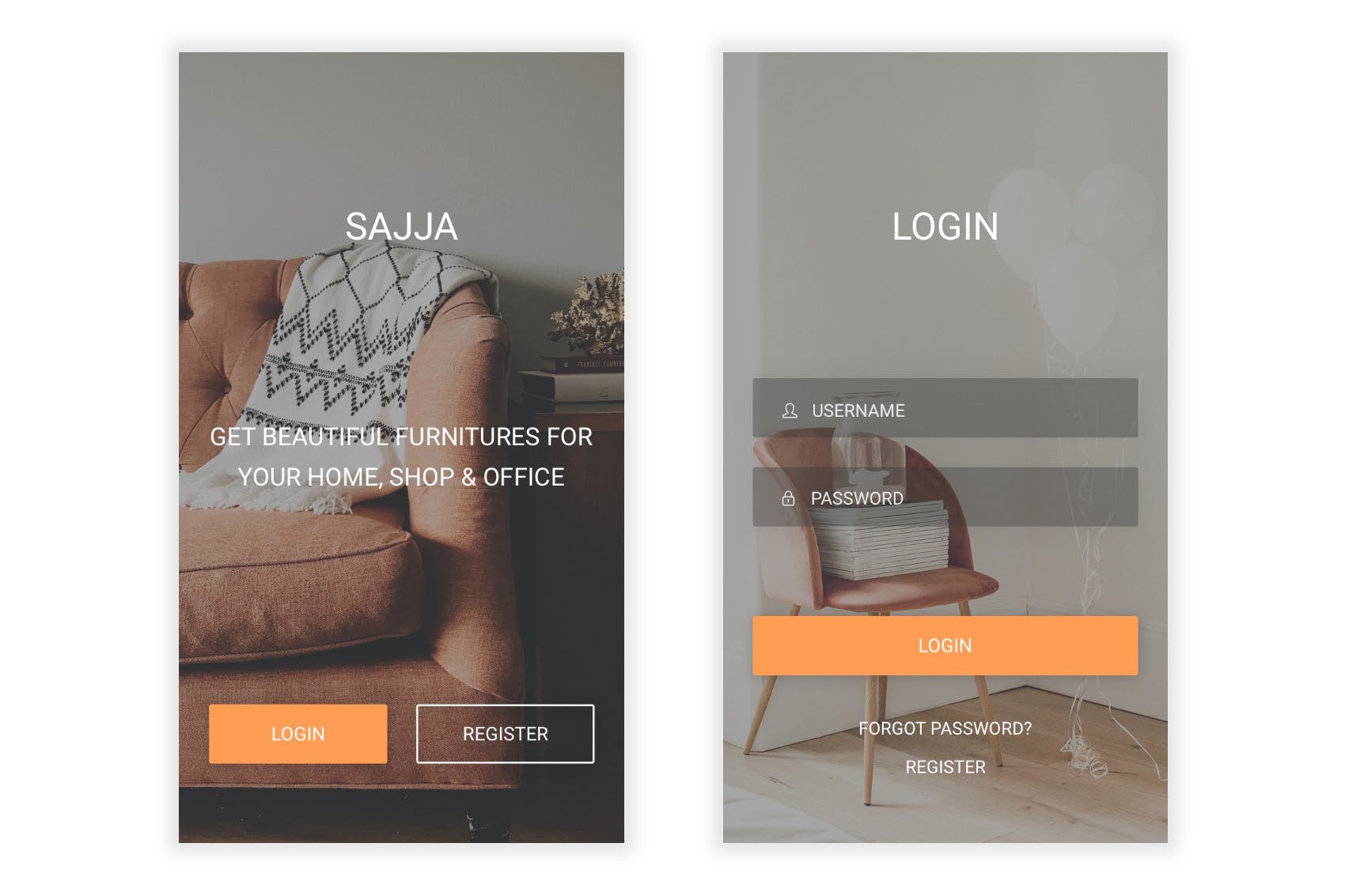 家具网上商城APP应用UI设计PSD模板 Sajja – Furniture Store & Ecommerce for Photoshop插图(1)
