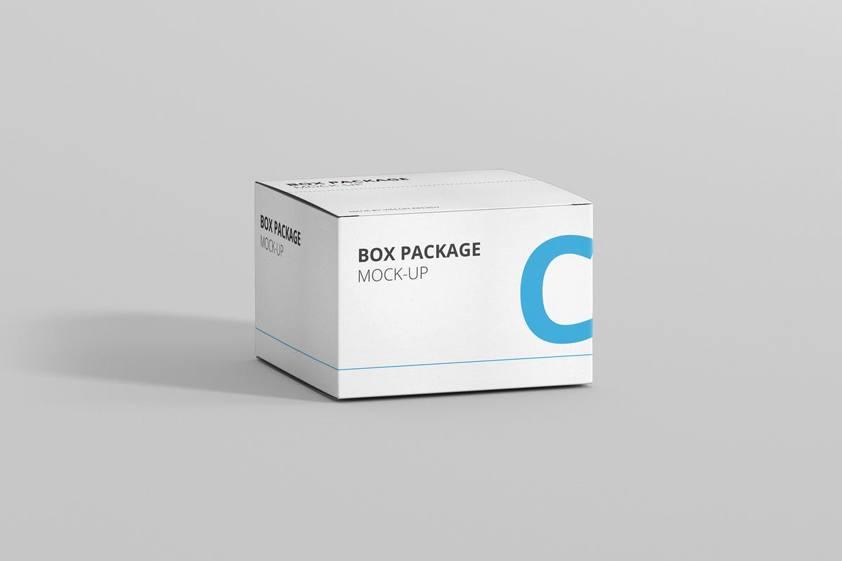 纸质包装盒外观设计样机模板 Package Box Mock-Up – Flat Square插图