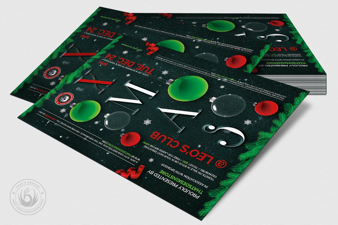 圣诞节平安夜活动主题海报传单设计模板v13 Christmas Eve Flyer Template V13插图(3)