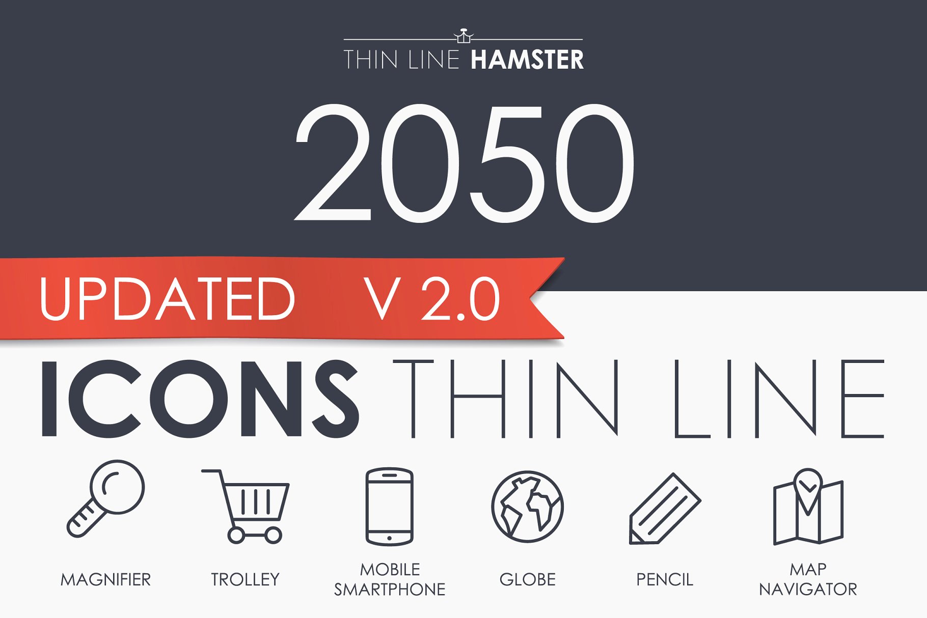 2000+枚细线构图图标合集 Thin Line HAMSTER Icons插图