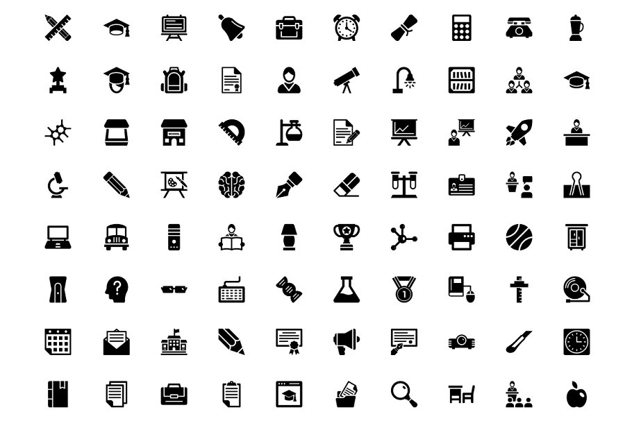 320枚学校和教育主题图标 320 School and Education Glyph Icons插图(1)
