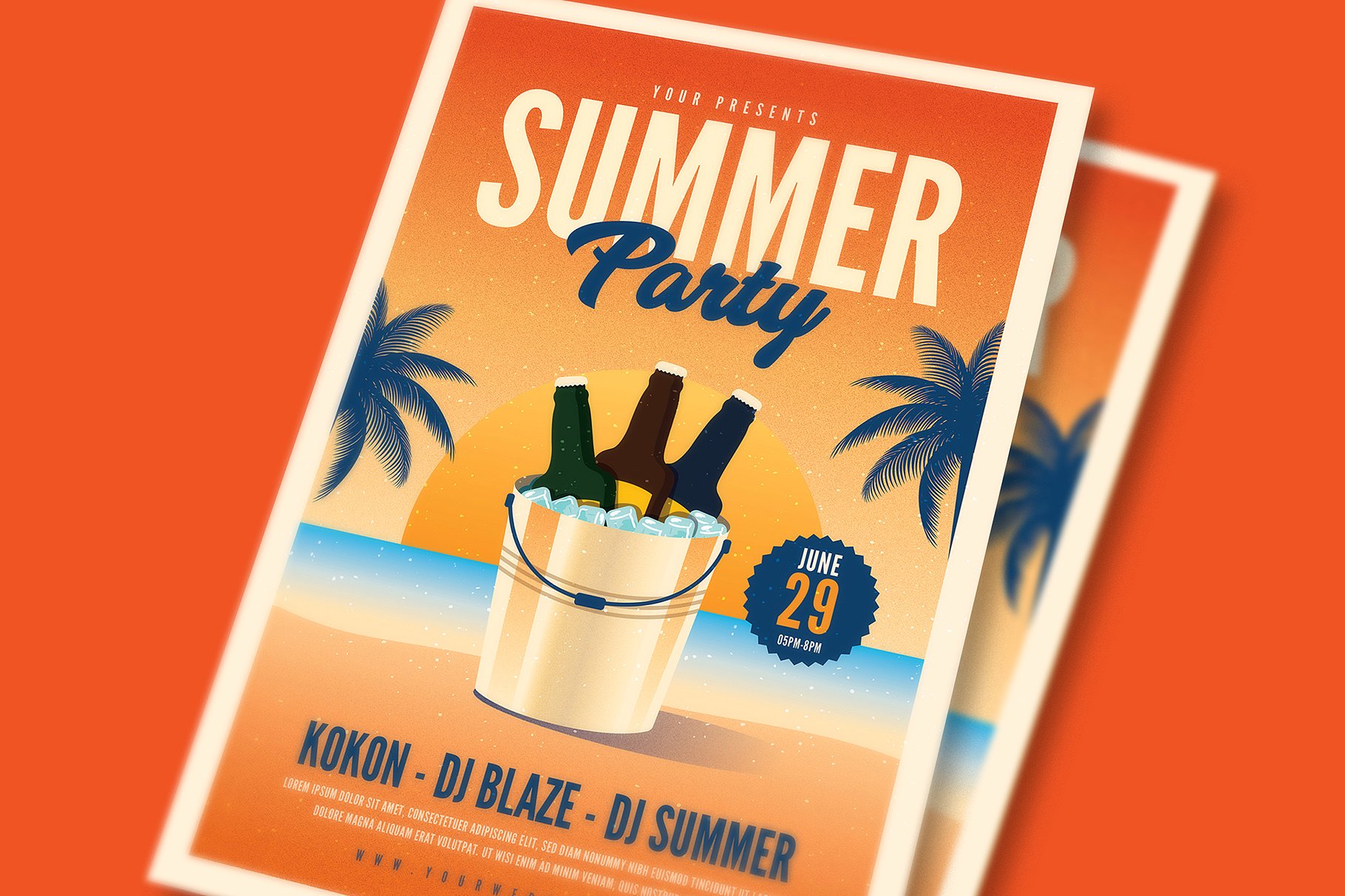 夏日啤酒主题派对活动海报模板 Summer Beer Party Event Flyer插图(1)