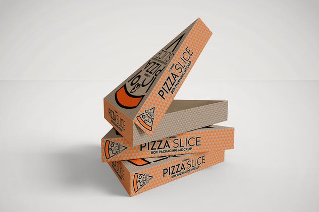 三角形披萨切片盒包装样机 Pizza Slice Box Packaging Mockup插图(3)