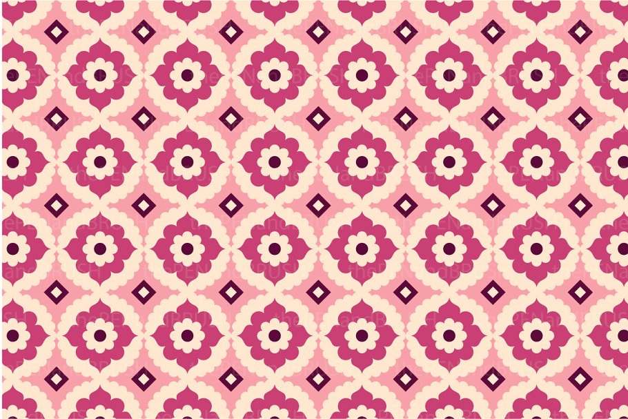 摩洛哥粉色风格装饰图案纸张纹理 Moroccan Pink Patterns – Vector插图(1)