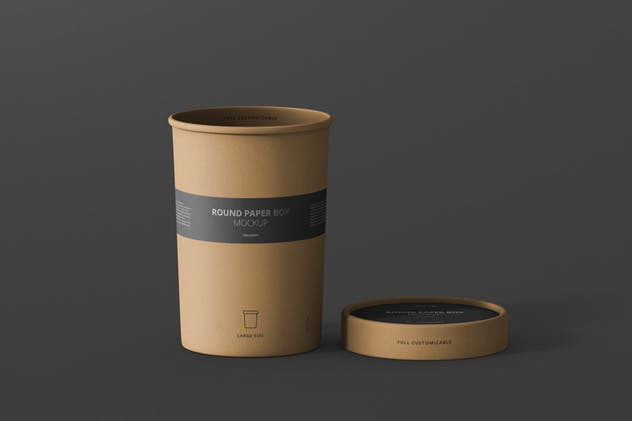 茶叶/咖啡大纸筒包装样机模板 Paper Box Mockup Round – Large Size插图(2)