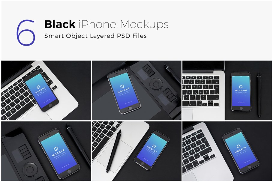 经典旧款黑色iPhone样机PSD模板 Black iPhone Mockups PSDs插图(8)