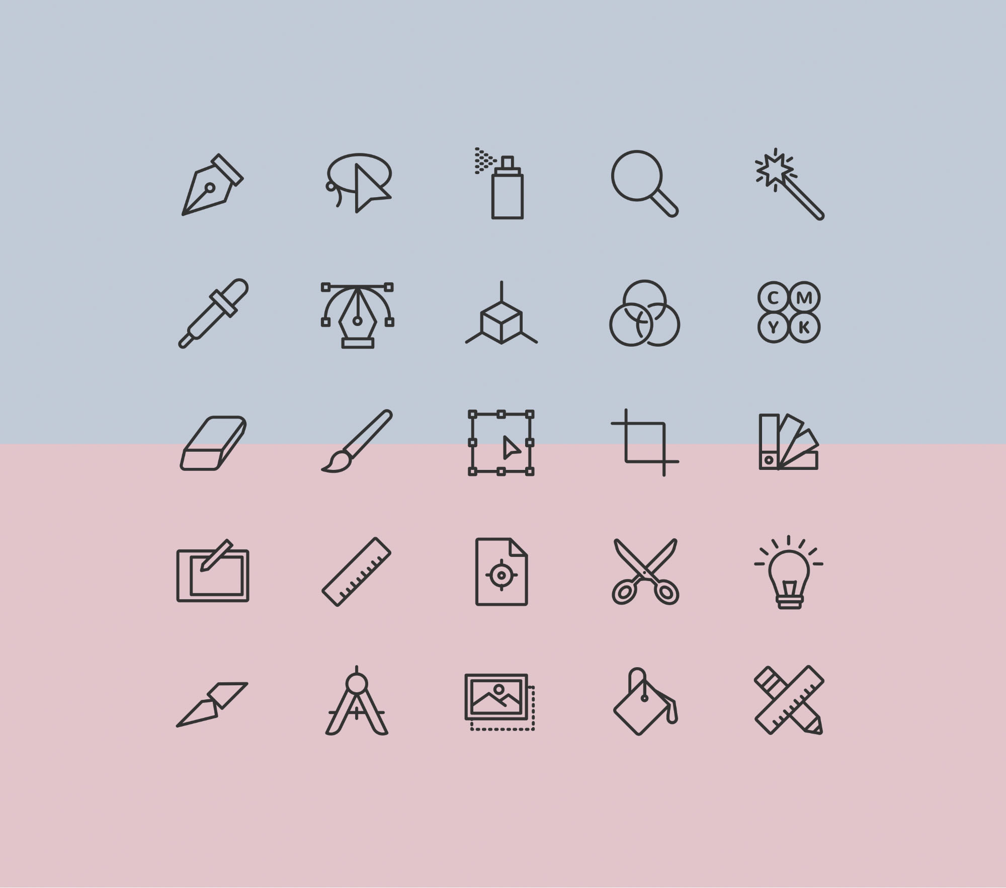 25枚简单图形设计矢量图标 25 Simple Graphic Design Icons插图