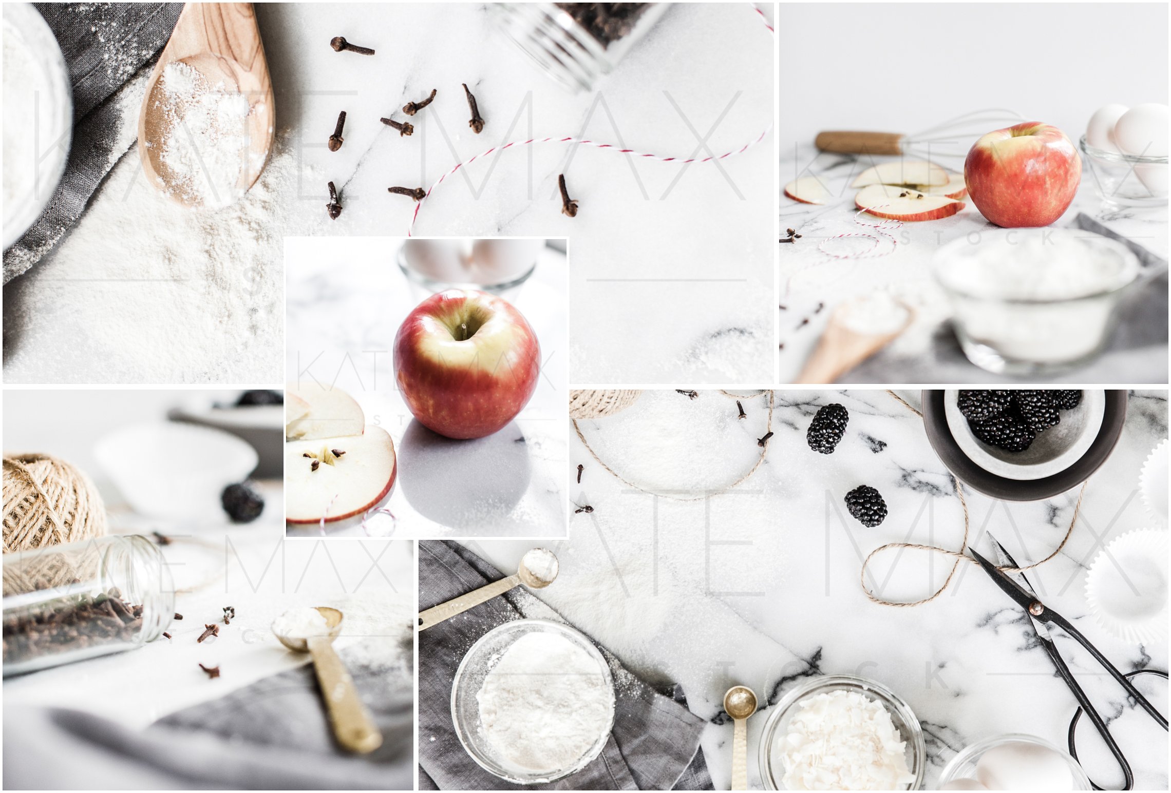 烤苹果派厨房场景样机模板 Baking With Apples Stock Photo Bundl插图(1)