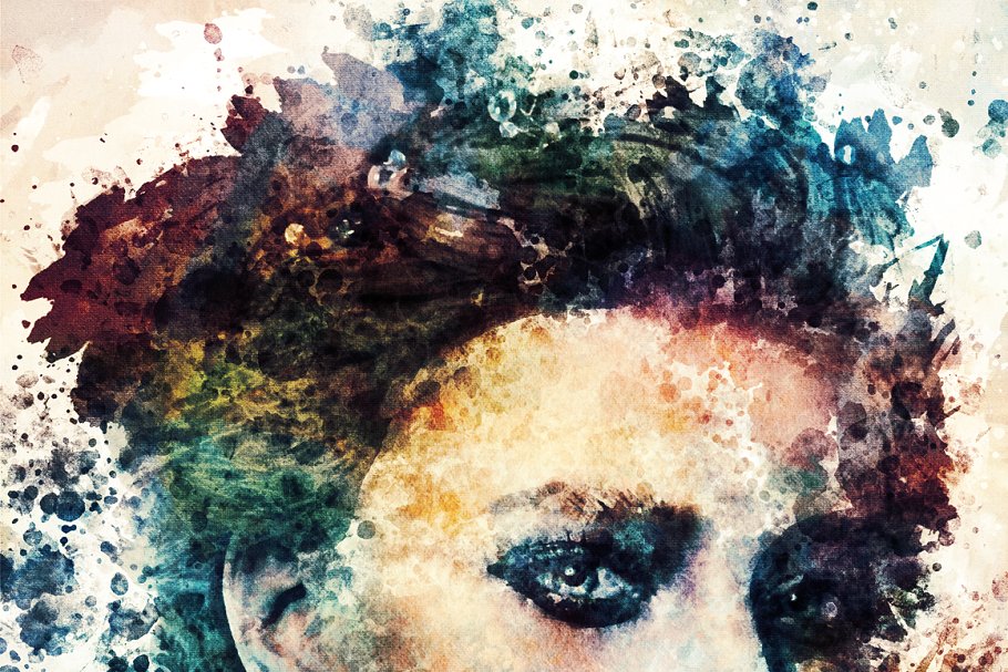 人物肖像照片水彩效果PS动作 Watercolor Portrait Photo Template插图(5)