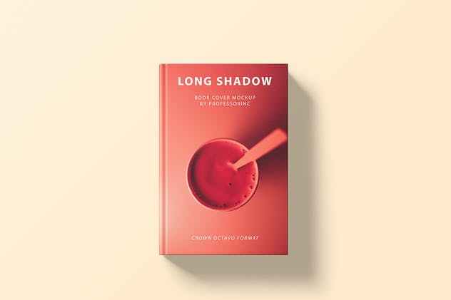 红色精装封面书本印刷品样机 Long Shadow Book Cover Mockup插图(1)