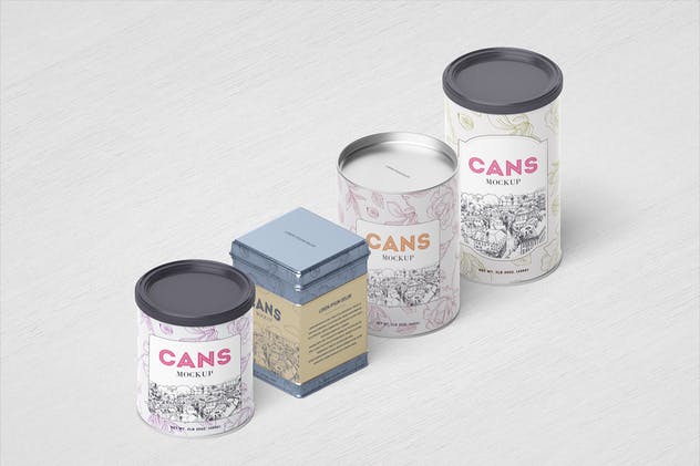 食品金属罐头包装样机 Packaging / Cans Mockup插图(10)