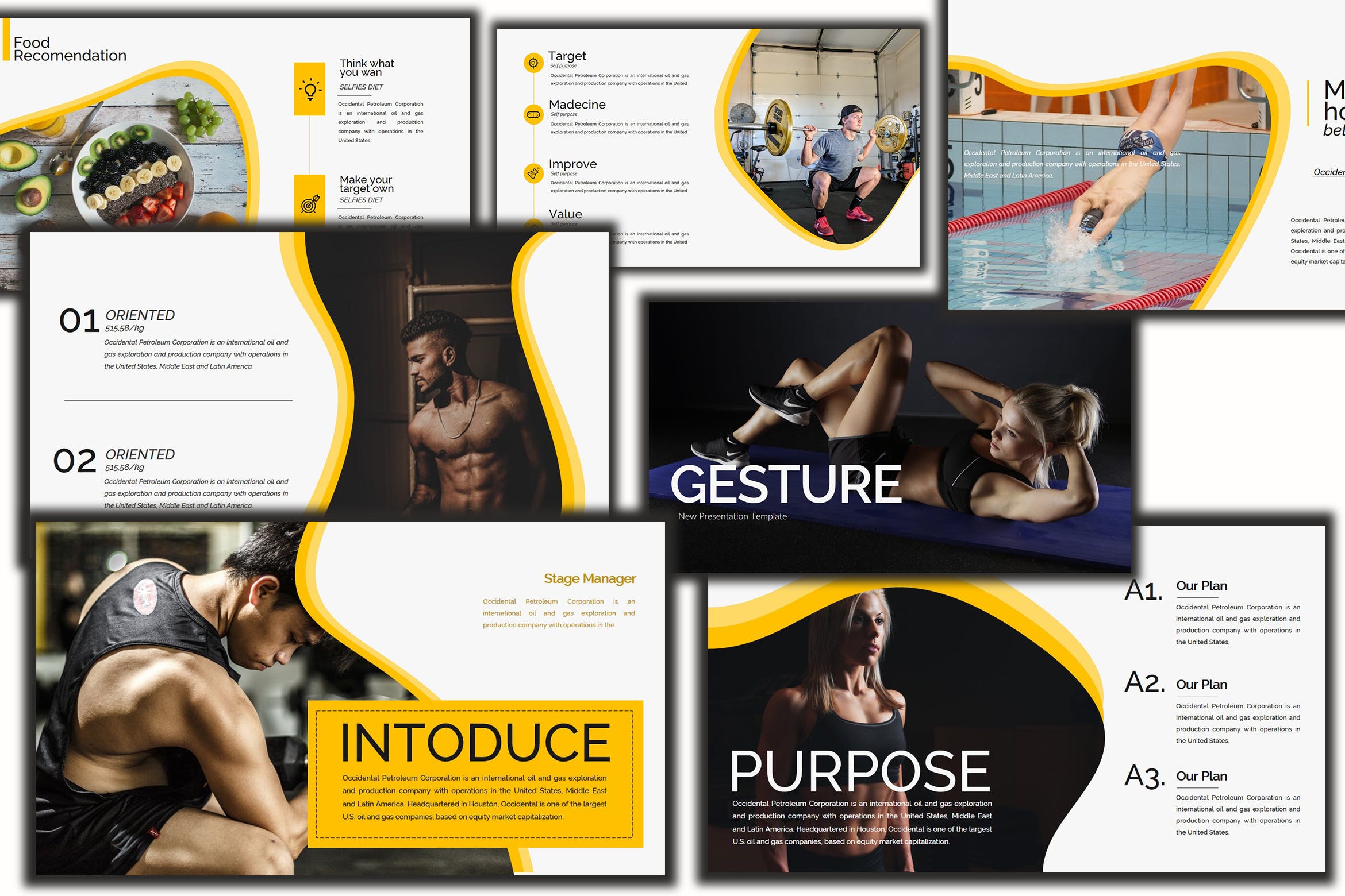 健身计划/健身俱乐部主题PPT幻灯片模板 Gesture Athletics Powerpoint Template插图