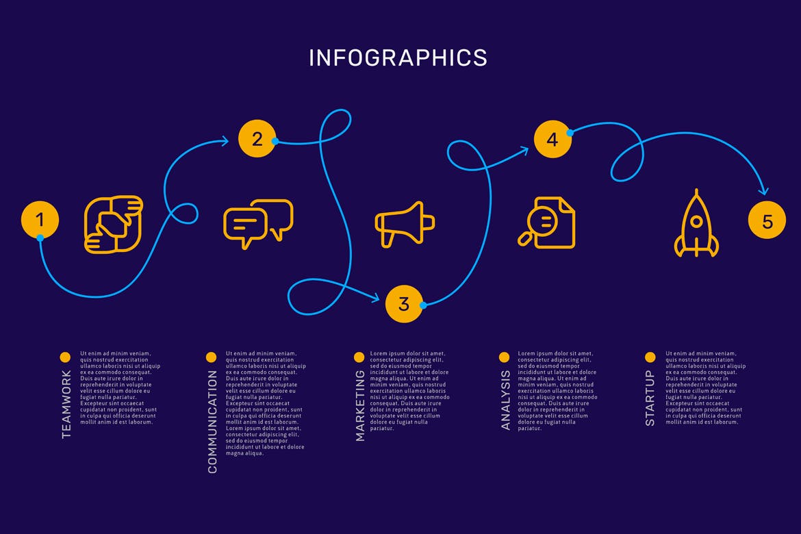 行业市场分析报告幻灯片设计信息图表素材 Set of infographic templates + business icons插图(3)