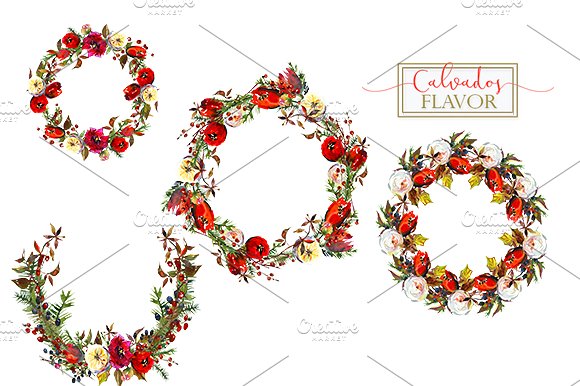 冬季红色水彩花卉剪贴画合集 Red Winter Flowers Clipart Set插图(21)