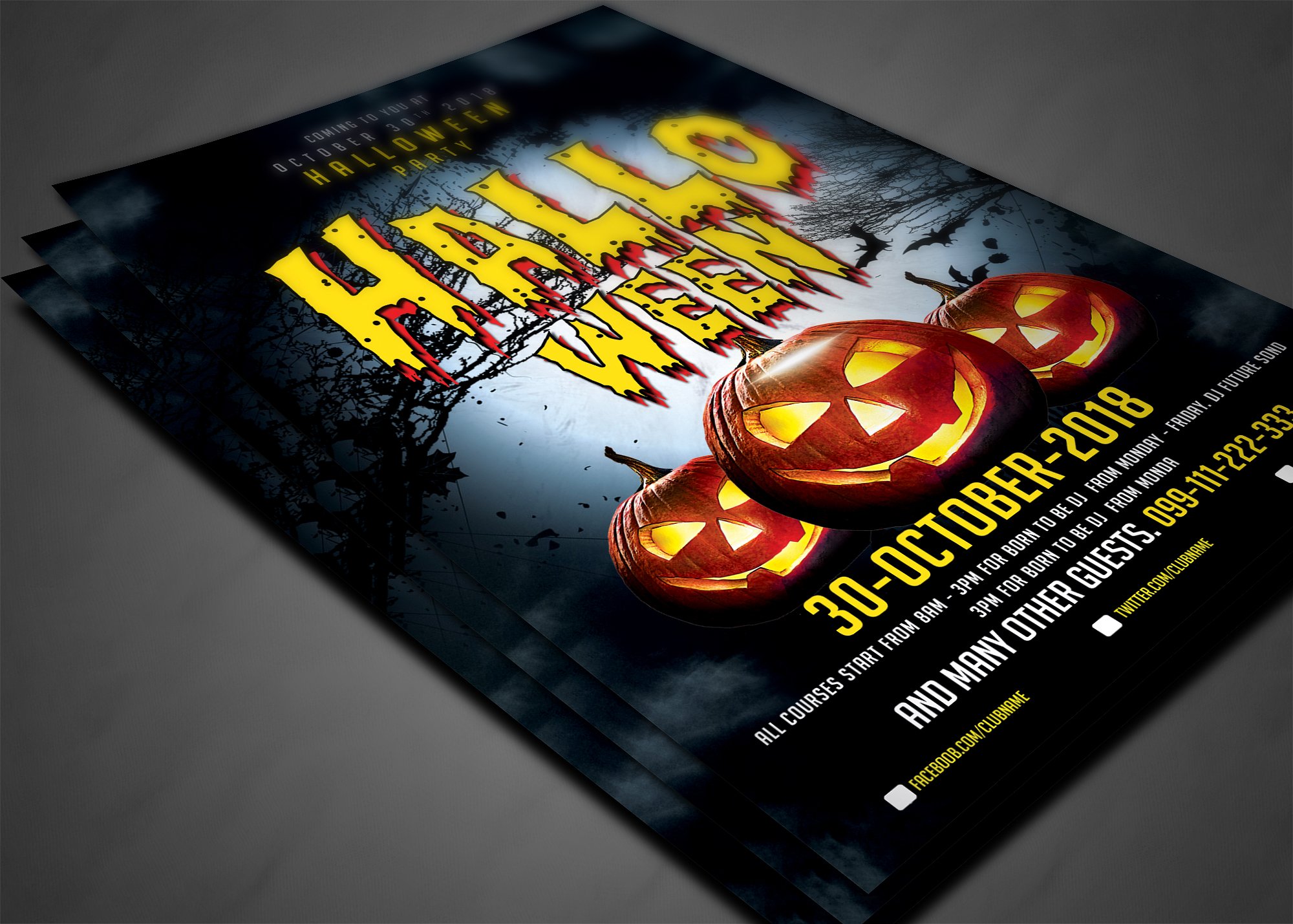 万圣节派对活动宣传单设计素材 Halloween Party Flyer插图(2)