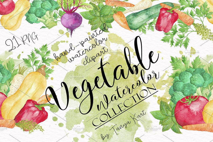 水彩蔬菜插画合集 Vegetable Watercolor Collection插图