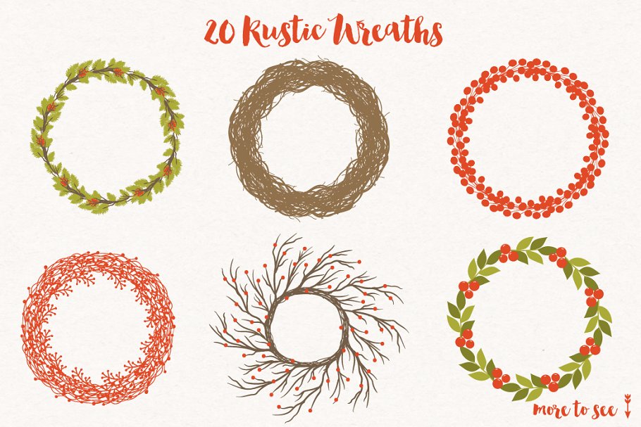 乡村圣诞矢量图形与无缝图案纹理 Rustic Christmas Graphics & Patterns插图(5)