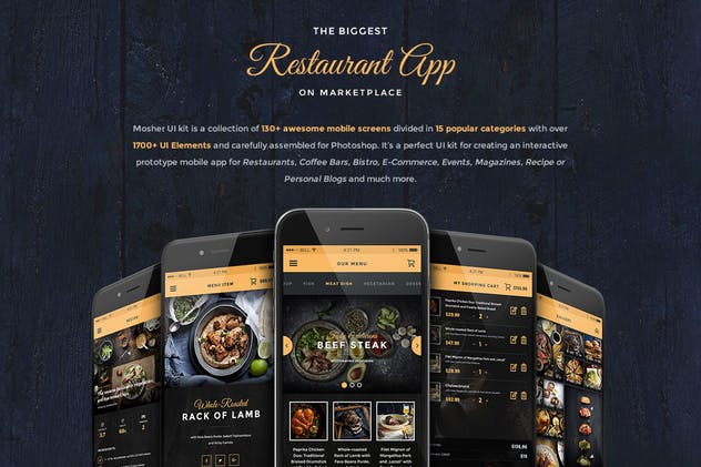 餐厅&咖啡厅美食主题APP UI套件 Mosher – Restaurant Mobile App UI Kit插图(1)