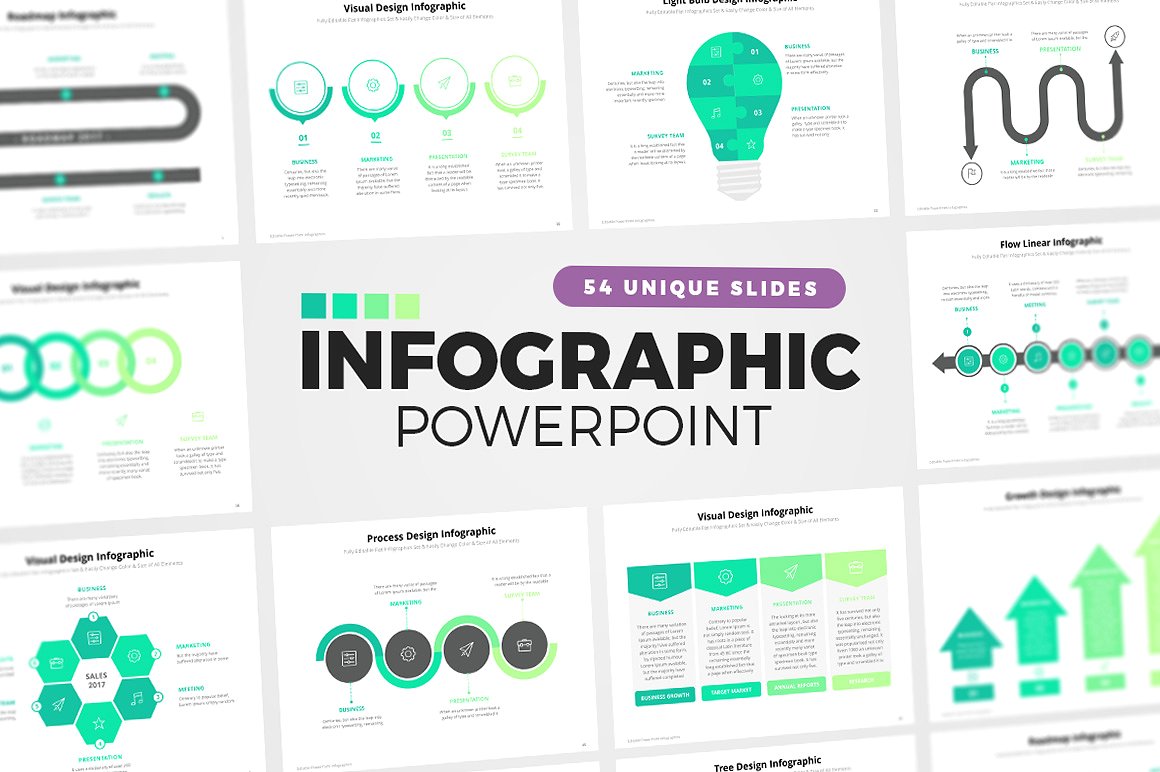 54页信息数据图表幻灯片模板 54 PowerPoint Infographic Elements插图