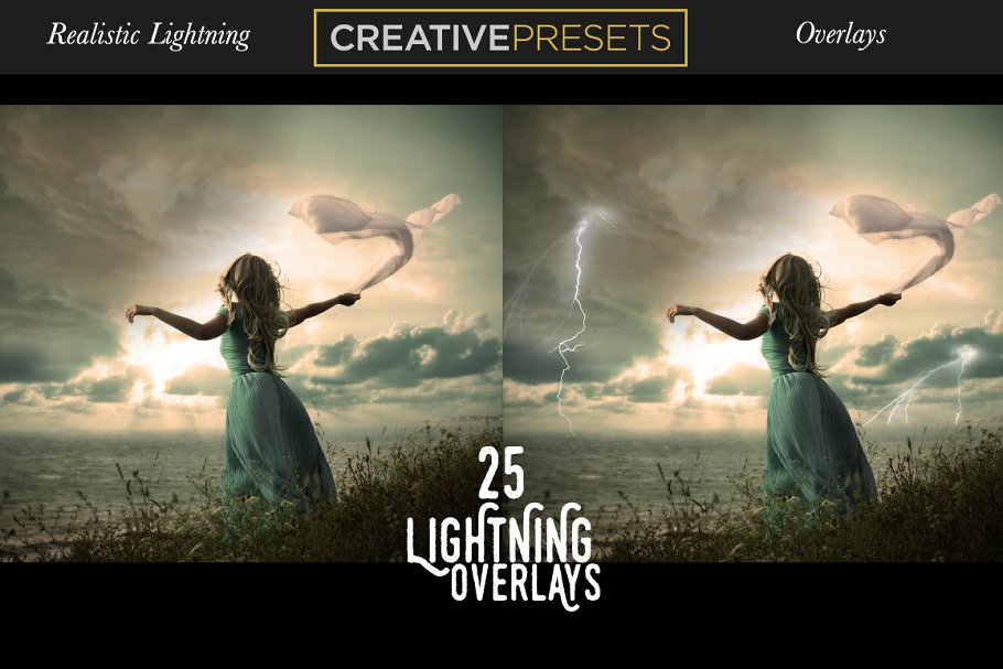 逼真雷电闪电叠层背景 Realistic Lightning Overlays插图(4)