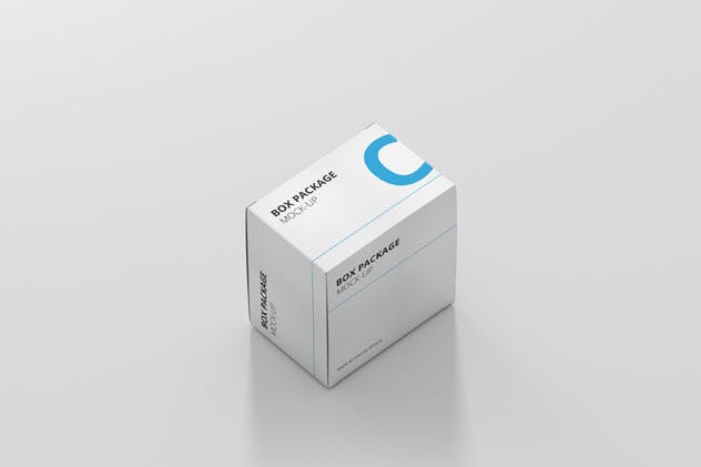 纸质包装盒外观设计样机模板 Package Box Mock-Up – Flat Square插图(6)