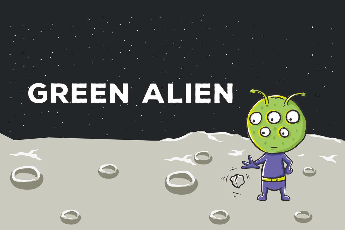 绿色外星人矢量插画设计素材 Green Alien Vector Illustration插图