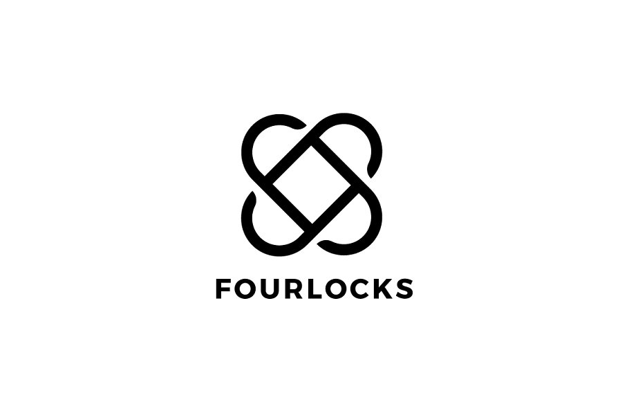 交叉环形跑道图形Logo模板 Four Locks Logo Template插图(1)
