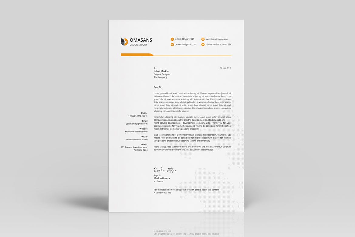 现代设计风格公开信/推荐信企业信纸设计模板03 Letterhead Template 03插图(4)