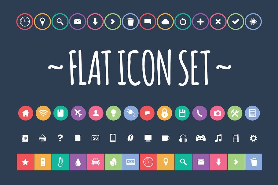 扁平风格矢量图标 Flat Icon Set插图