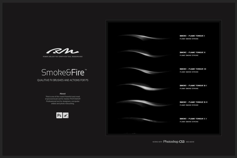 RM精品：烟雾&火焰图形图案PS笔刷 RM Smoke & Fire插图(1)