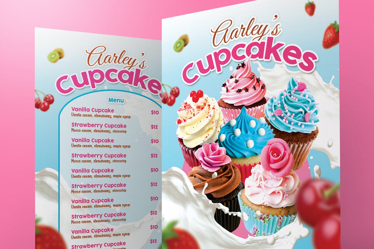 雪糕店蛋糕店菜单设计模板 Cupcakes Menu插图